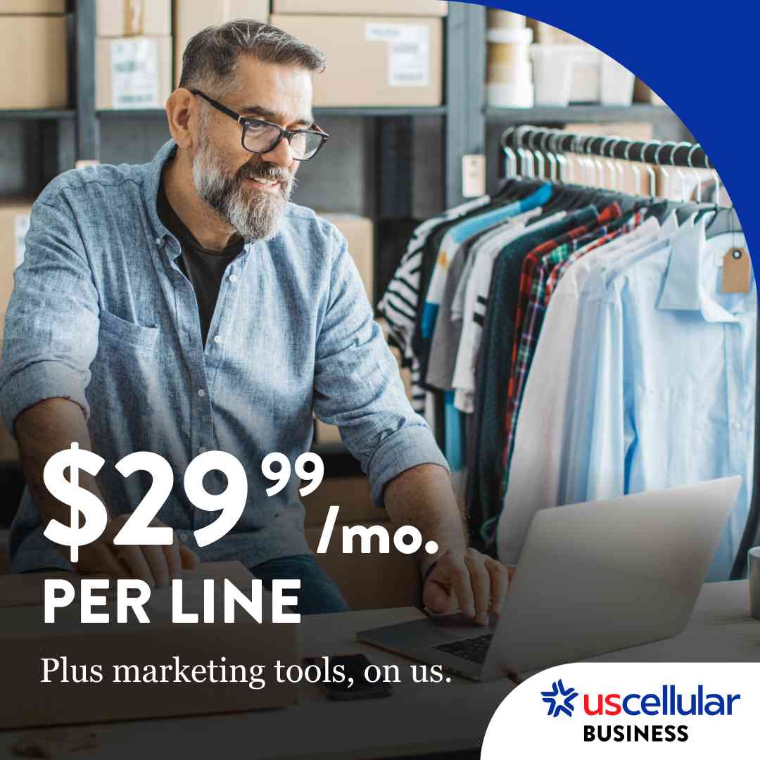 $29.99 per month per line. Plus marketing tools, on us. UScellular Business