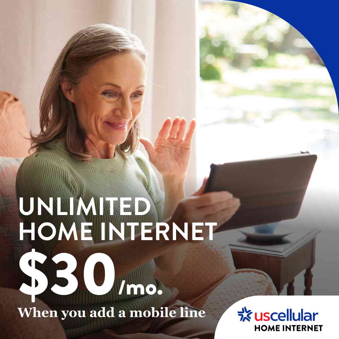 Unlimited home internet $30 per month when you add a mobile line. UScellular Home Internet