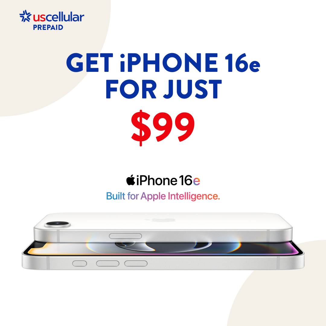 GET iPHONE 16e FOR JUST $99 UScellular Prepaid